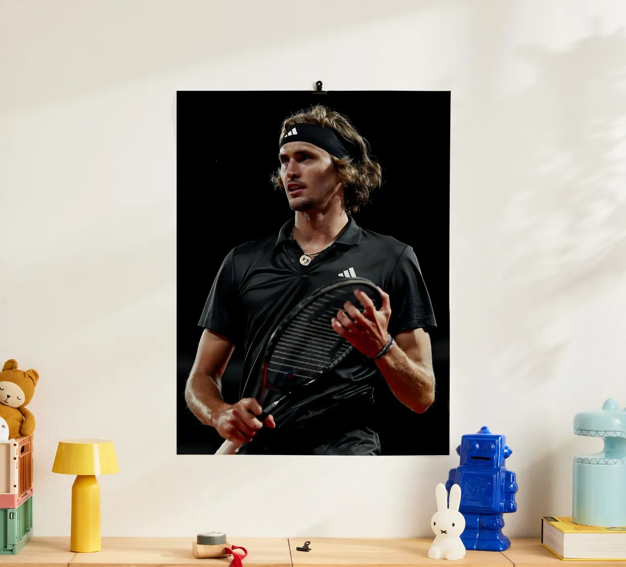 Alexander Zverev poster con telaio in plastica da Low poly art