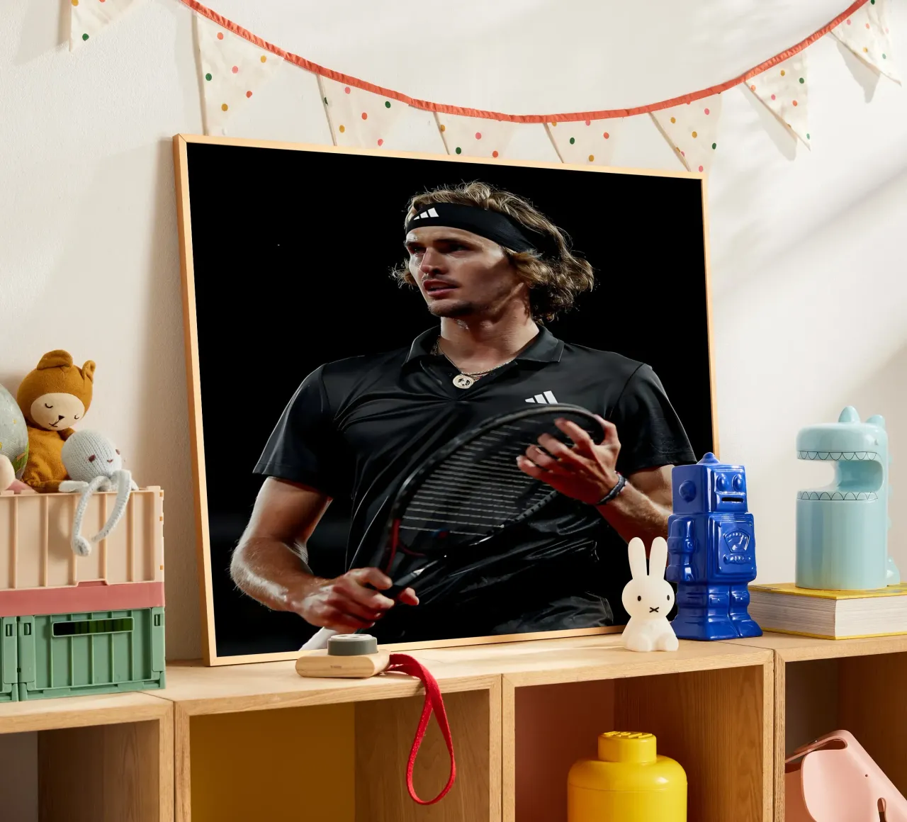 Alexander Zverev poster con telaio in plastica da Low poly art