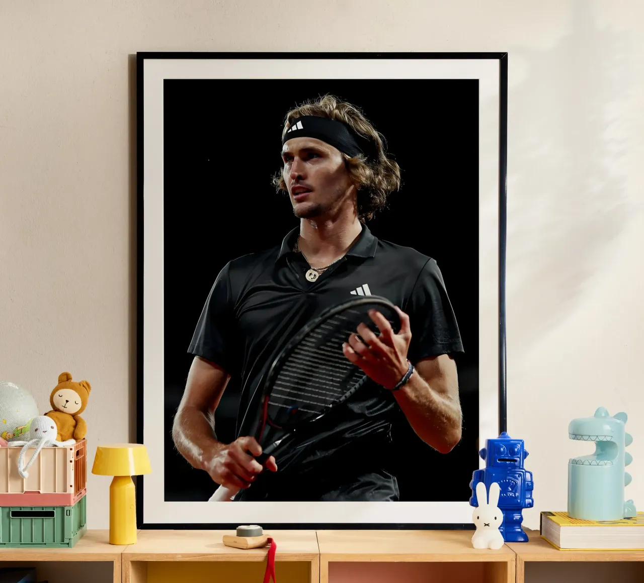 Alexander Zverev poster con telaio in plastica da Low poly art