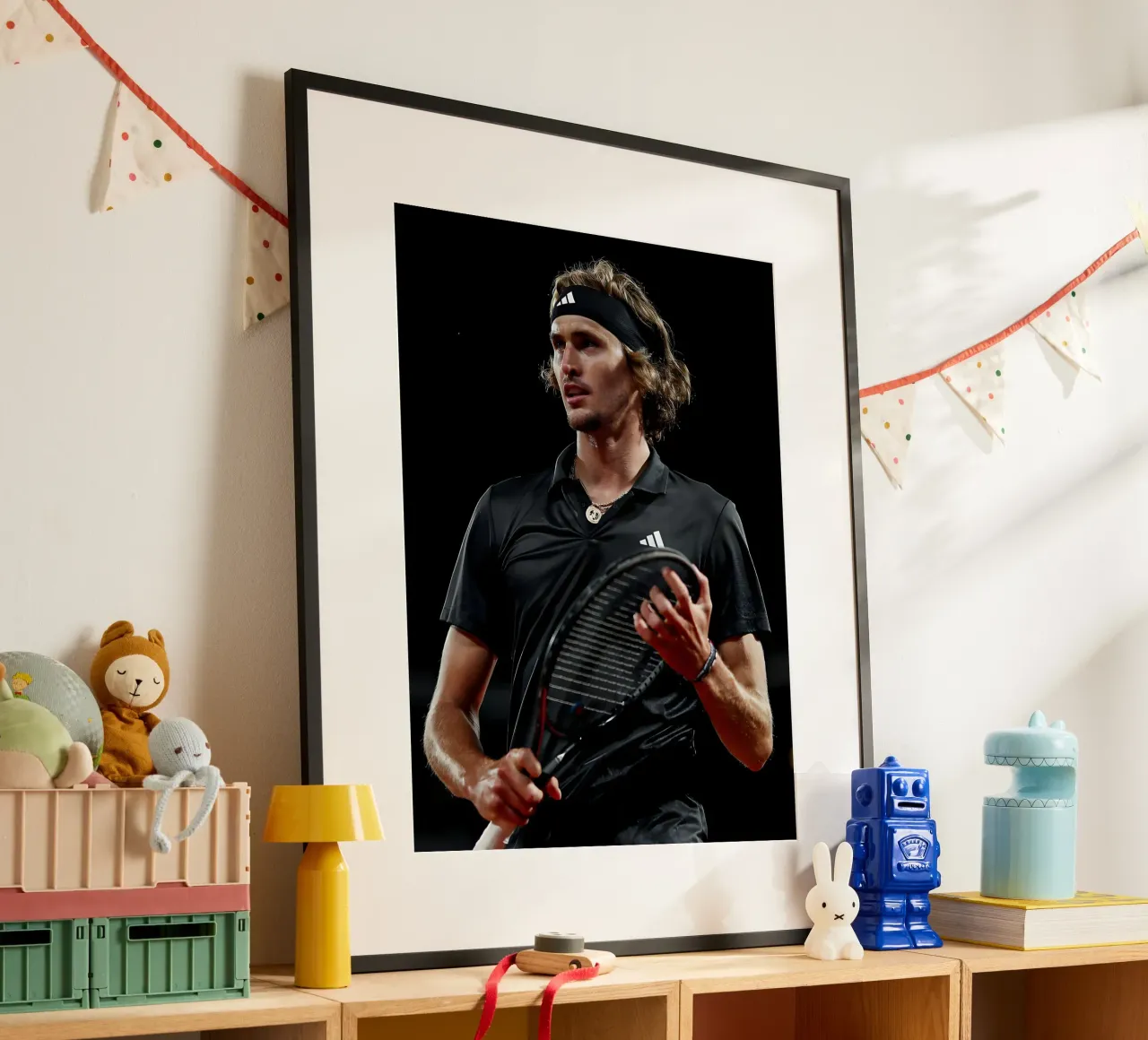 Alexander Zverev poster con telaio in plastica da Low poly art