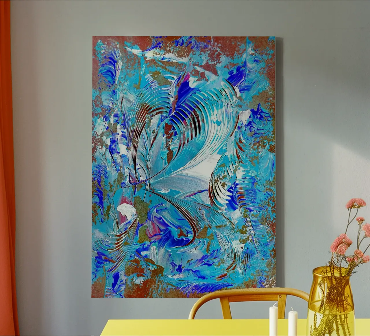 IDEAL GIFT 75 invers. canvas met Baklijst van Thierry Vobmann Abstract painting