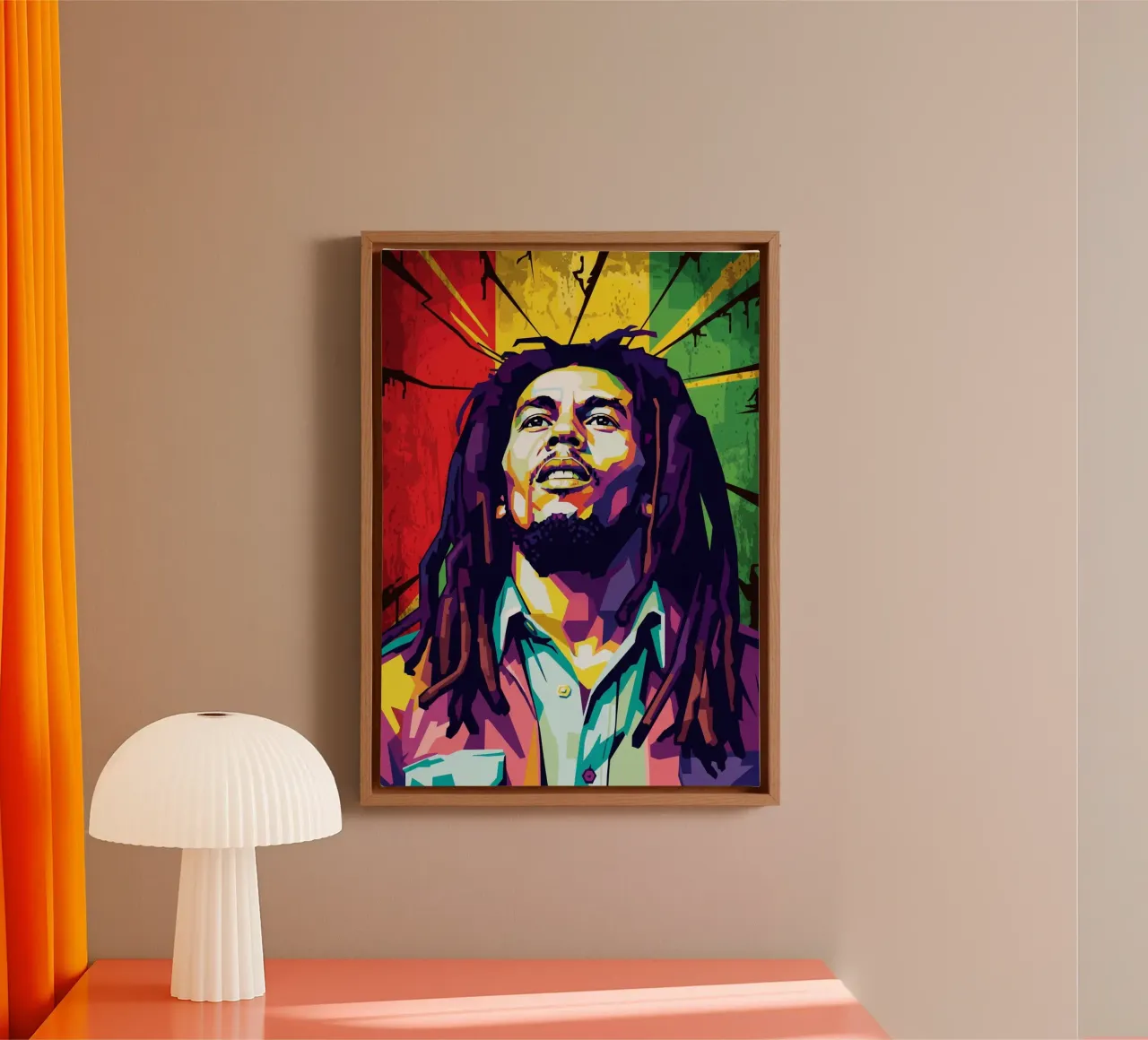Icoon reggaemuziek - Bob Marley canvas met Baklijst van Hantamrata