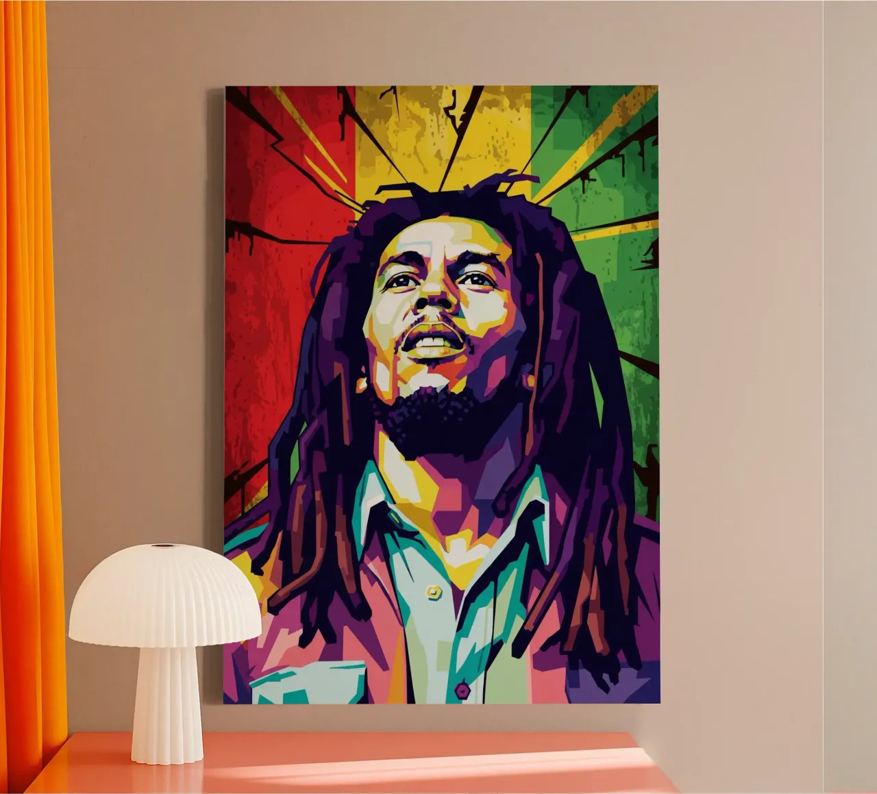 Icoon reggaemuziek - Bob Marley canvas met Baklijst van Hantamrata
