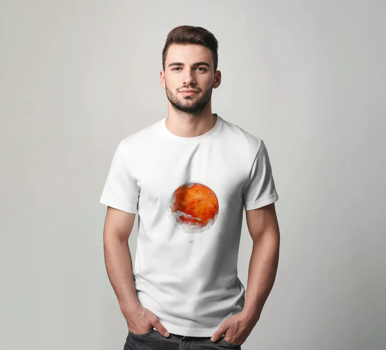 The Red Planet: Mars Watercolor t-shirt da BadrBrand