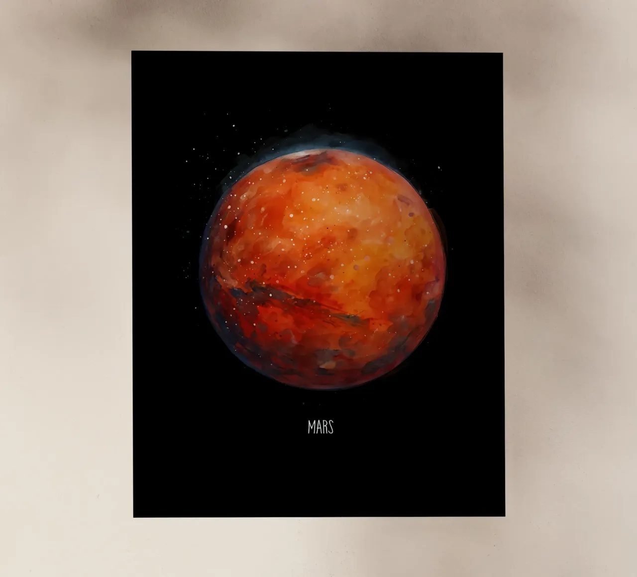 The Red Planet: Mars Watercolor pellicola backlit da BadrBrand
