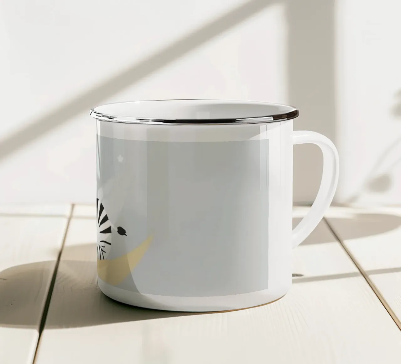 Carino il cartone animato Zebra che dorme sulla mezzaluna tazza in smalto da DesignDoodle