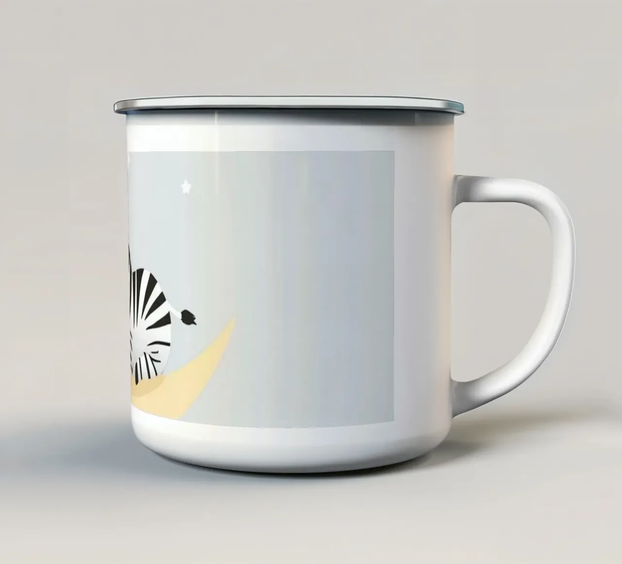 Carino il cartone animato Zebra che dorme sulla mezzaluna tazza in smalto da DesignDoodle