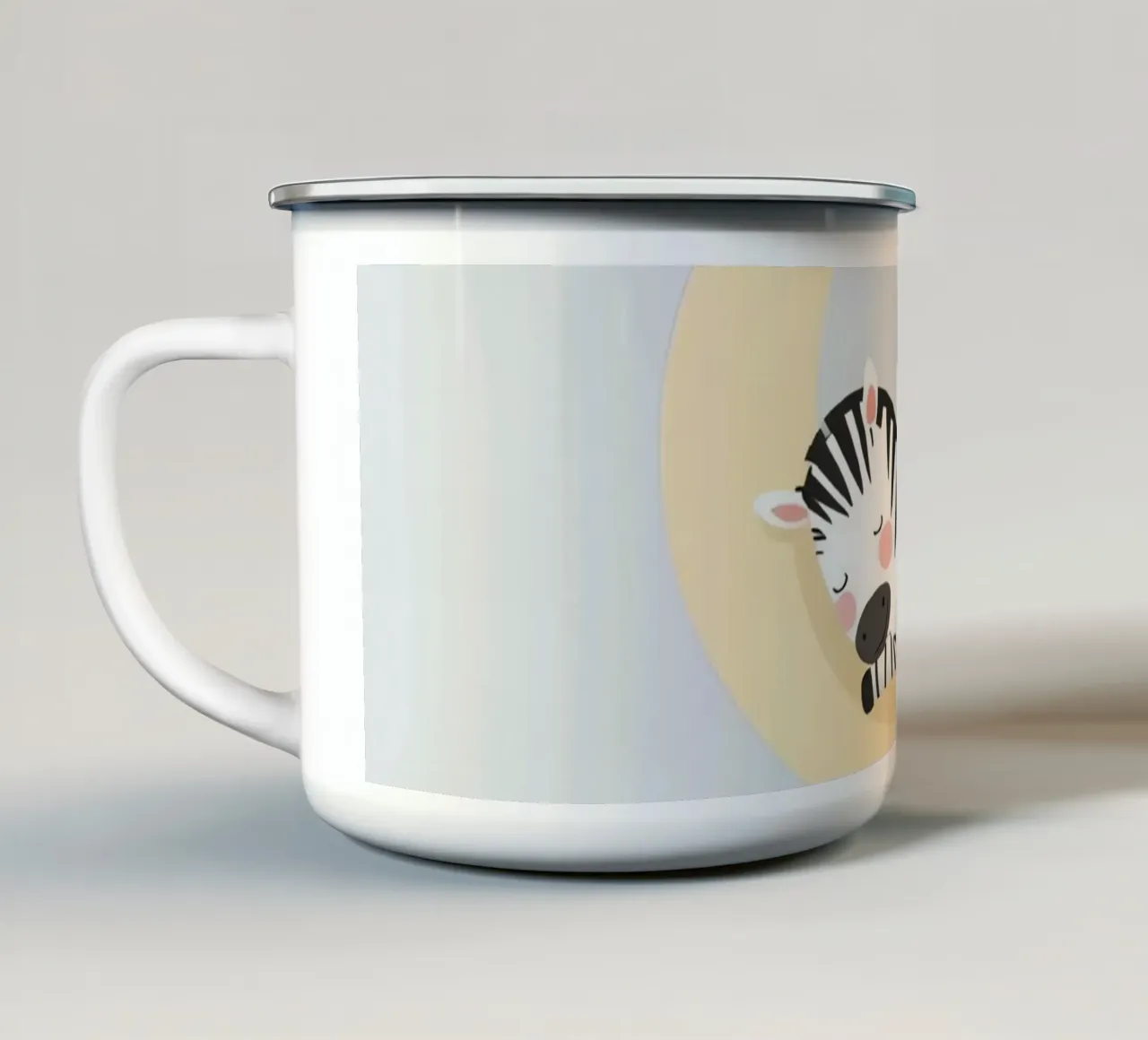 Carino il cartone animato Zebra che dorme sulla mezzaluna tazza in smalto da DesignDoodle