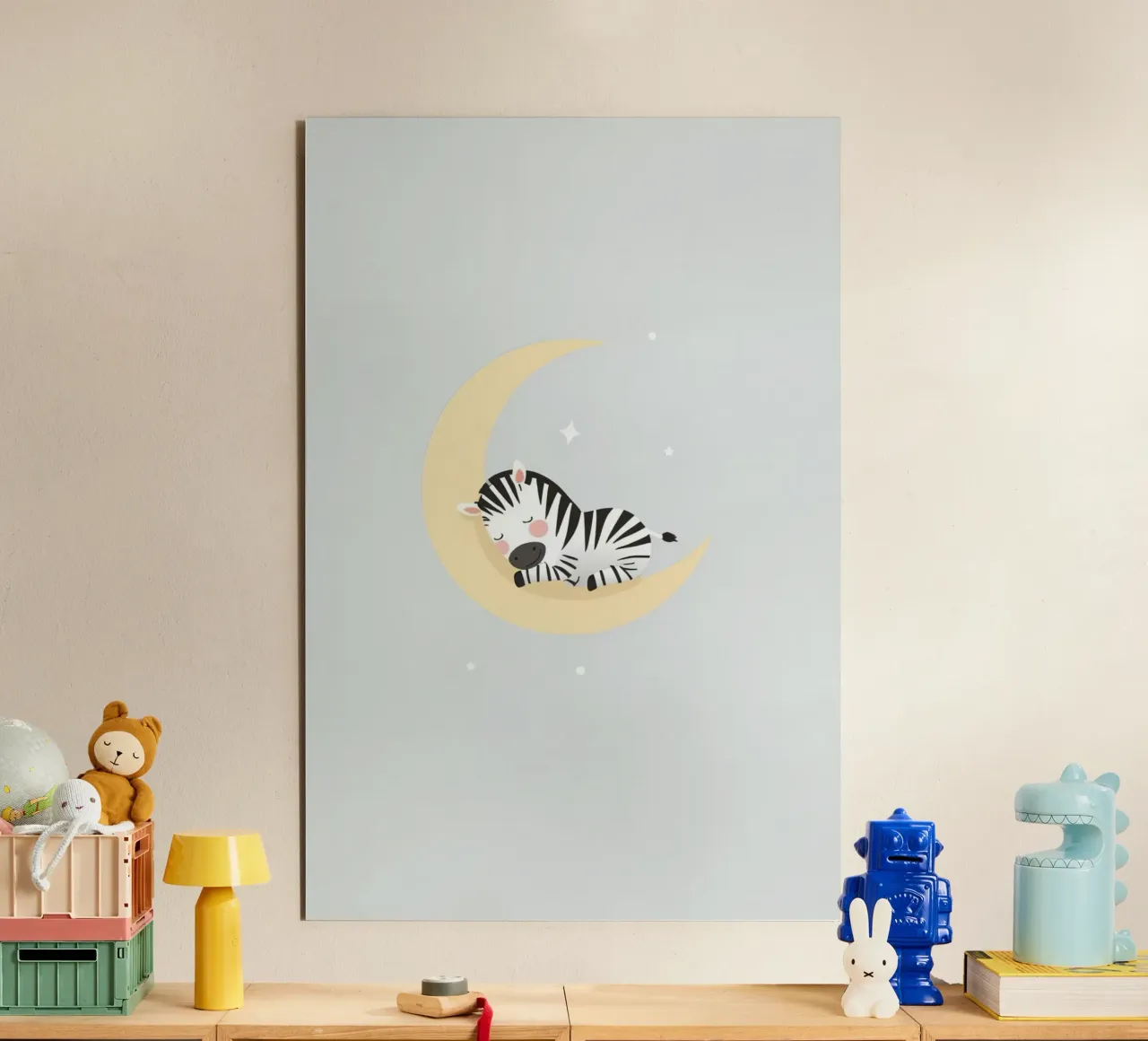 Carino il cartone animato Zebra che dorme sulla mezzaluna alluminio dibond da DesignDoodle