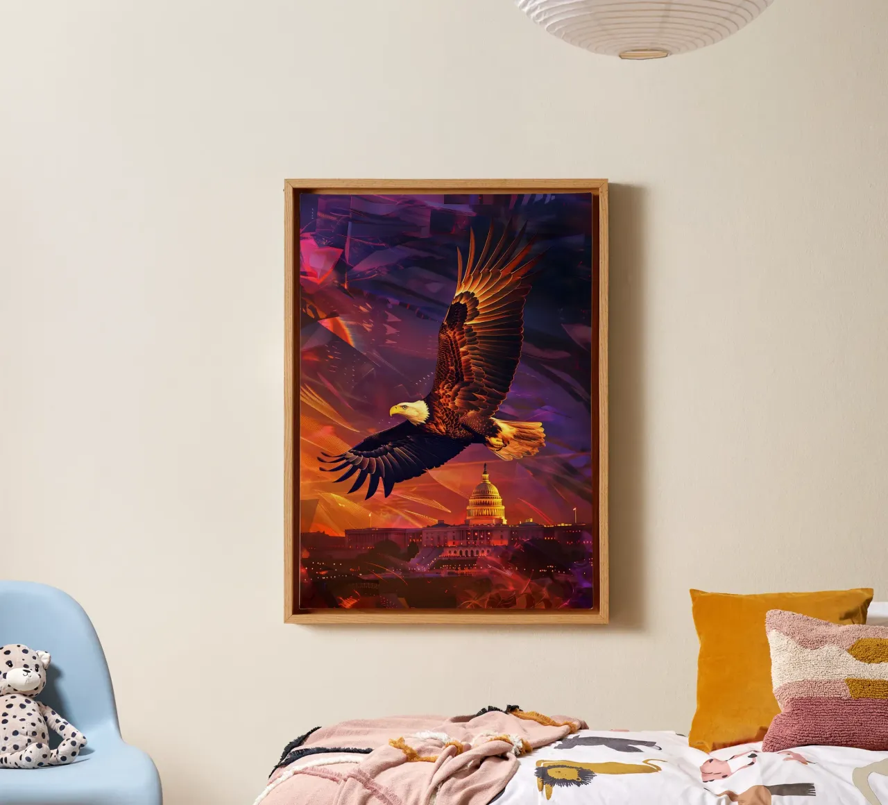 Bald eagle Washington mystical fantasy art canvas with Floater frame by WILD ART