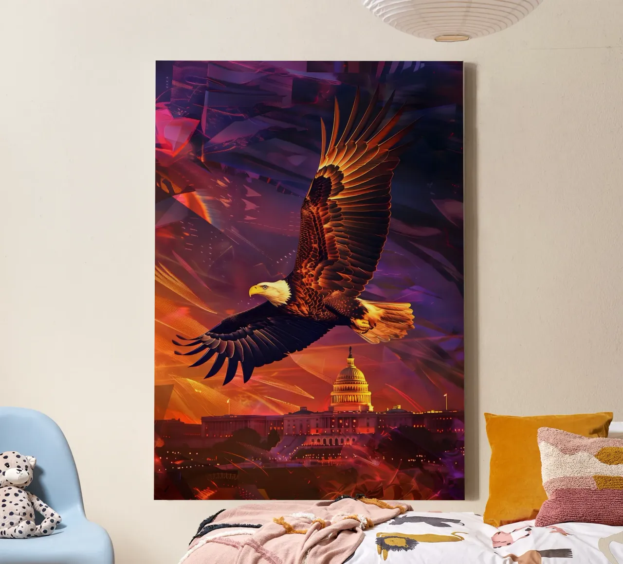 Bald eagle Washington mystical fantasy art canvas with Floater frame by WILD ART