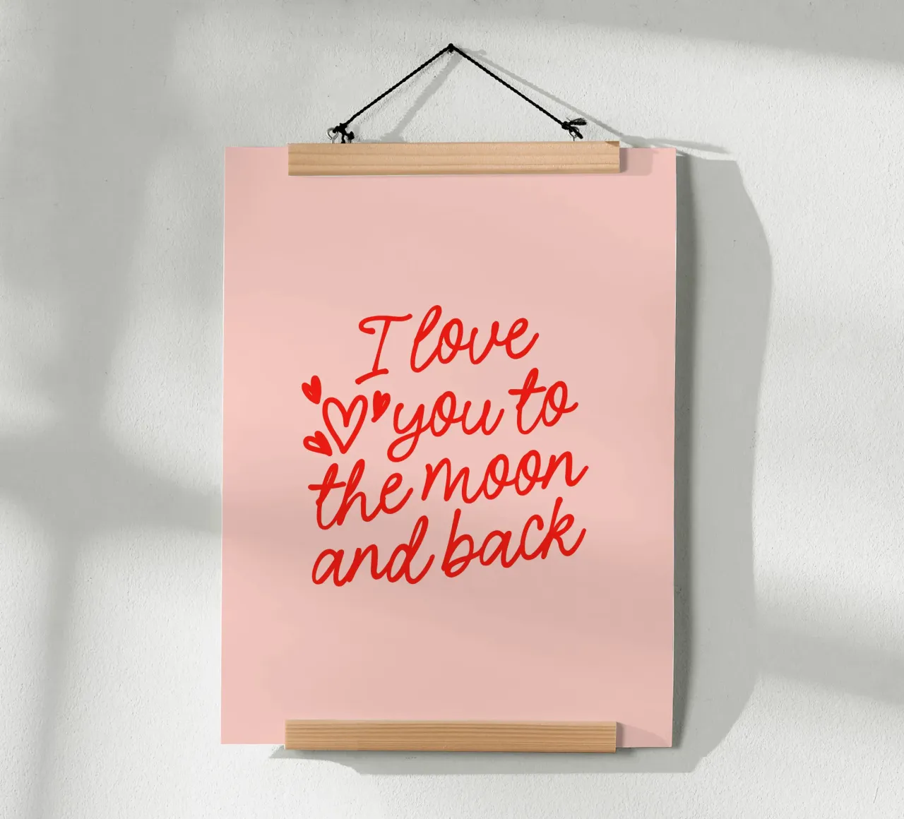 I Love You to the Moon and Back poster con telaio in legno da dericktype