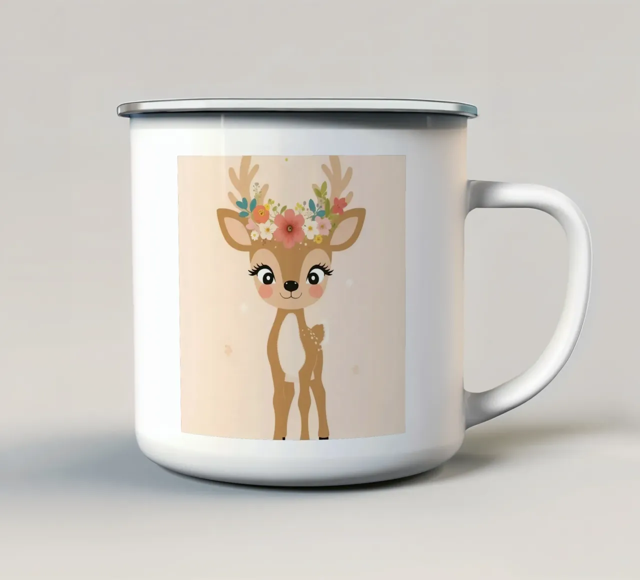 Simpatico cerbiatto con corona di fiori tazza in smalto da DesignDoodle