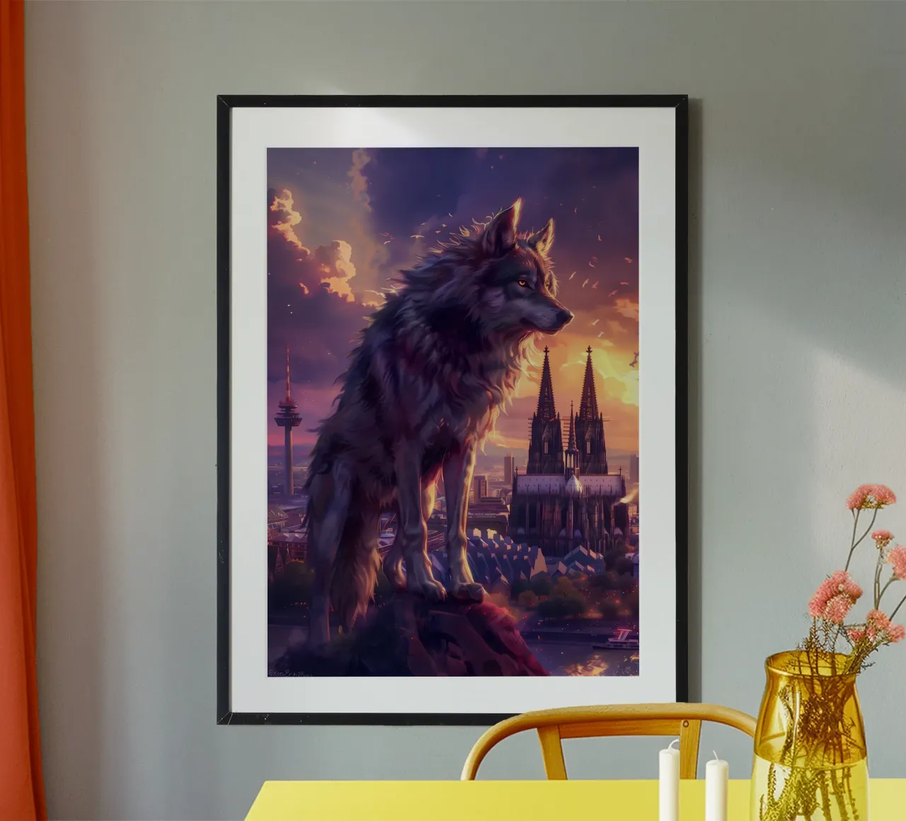 Lupo in Colonia arte mistica e fantasy poster con telaio in alluminio da WILD ART