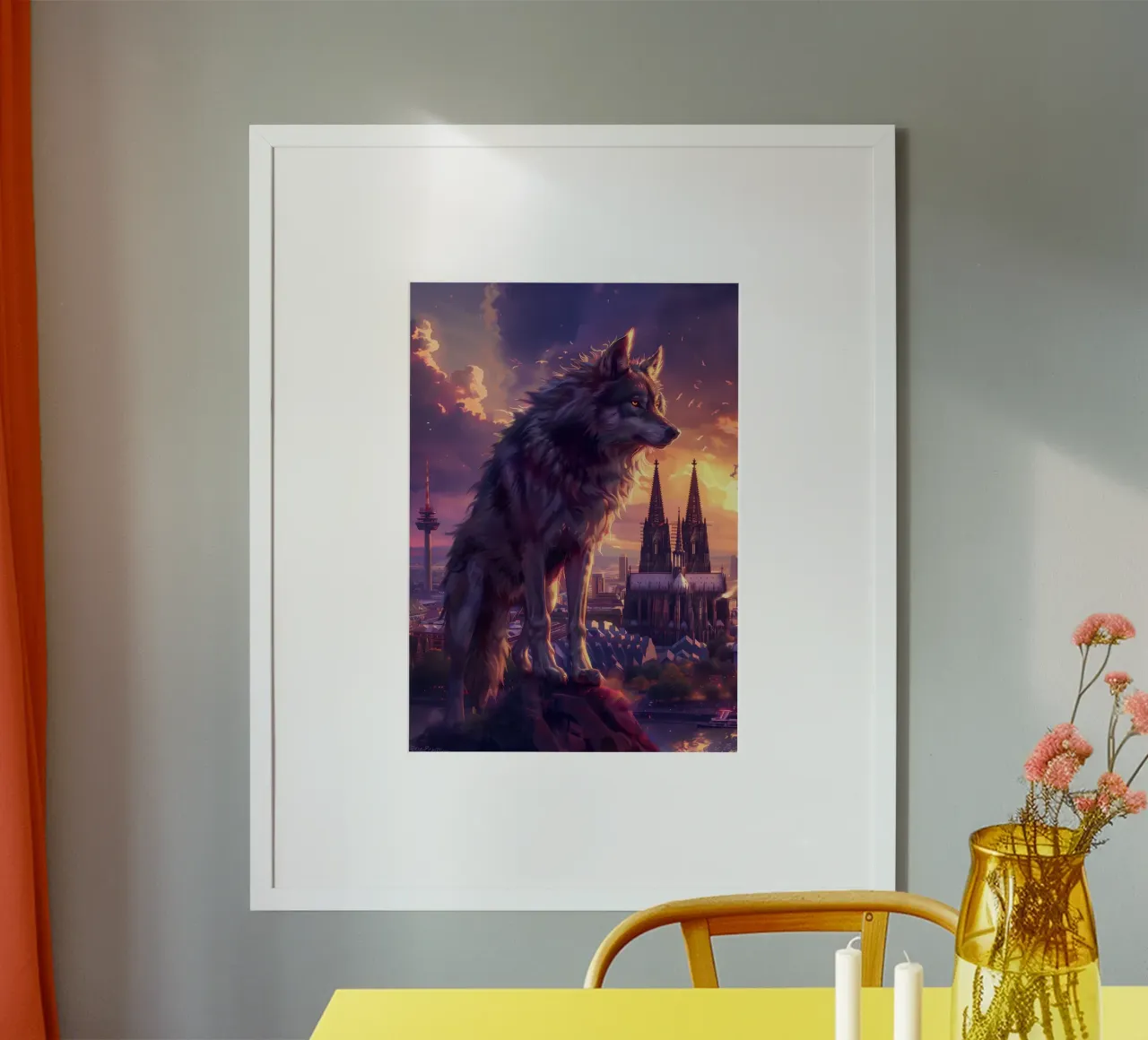 Lupo in Colonia arte mistica e fantasy poster con telaio in alluminio da WILD ART