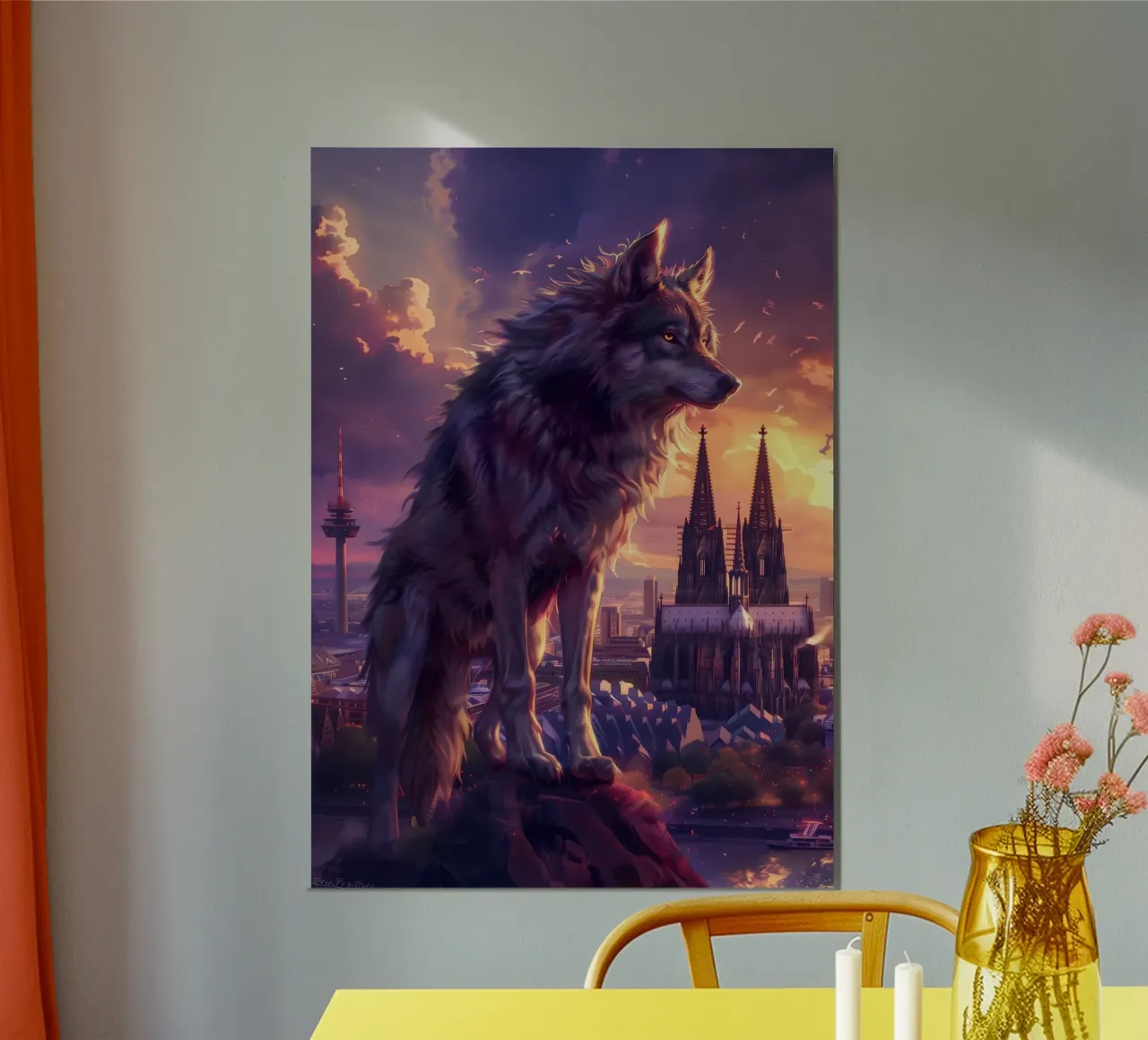 Lupo in Colonia arte mistica e fantasy poster con telaio in alluminio da WILD ART