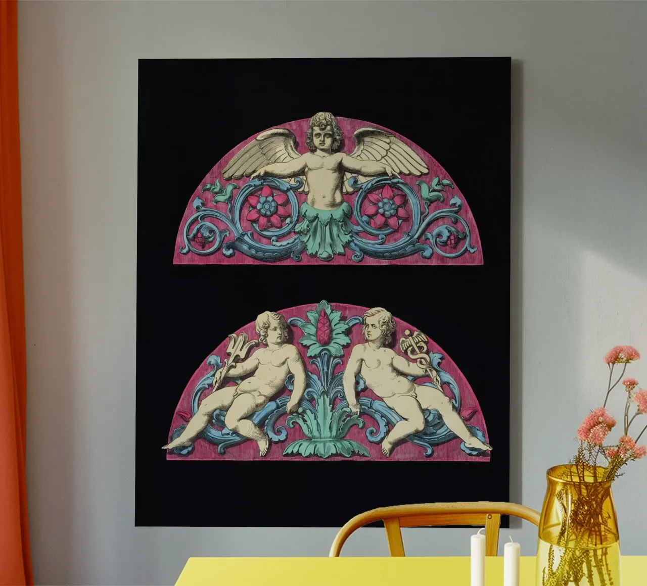 A lithograph of an architecture canvas with Floater frame by vintageshop