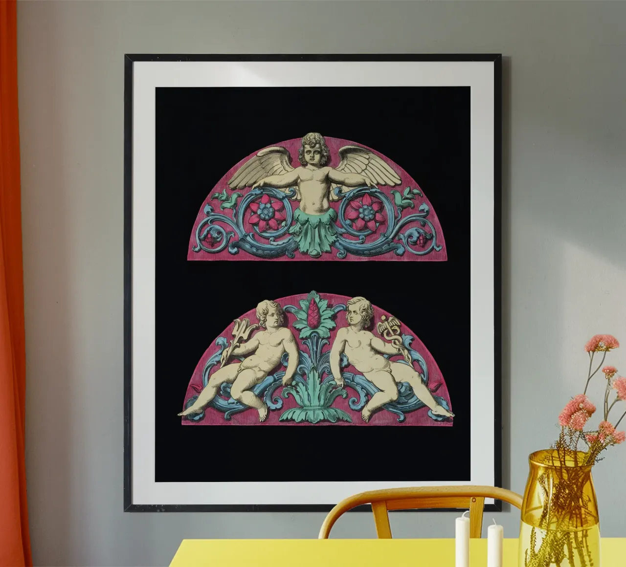A lithograph of an architecture Poster mit Kunststoffrahmen von vintageshop