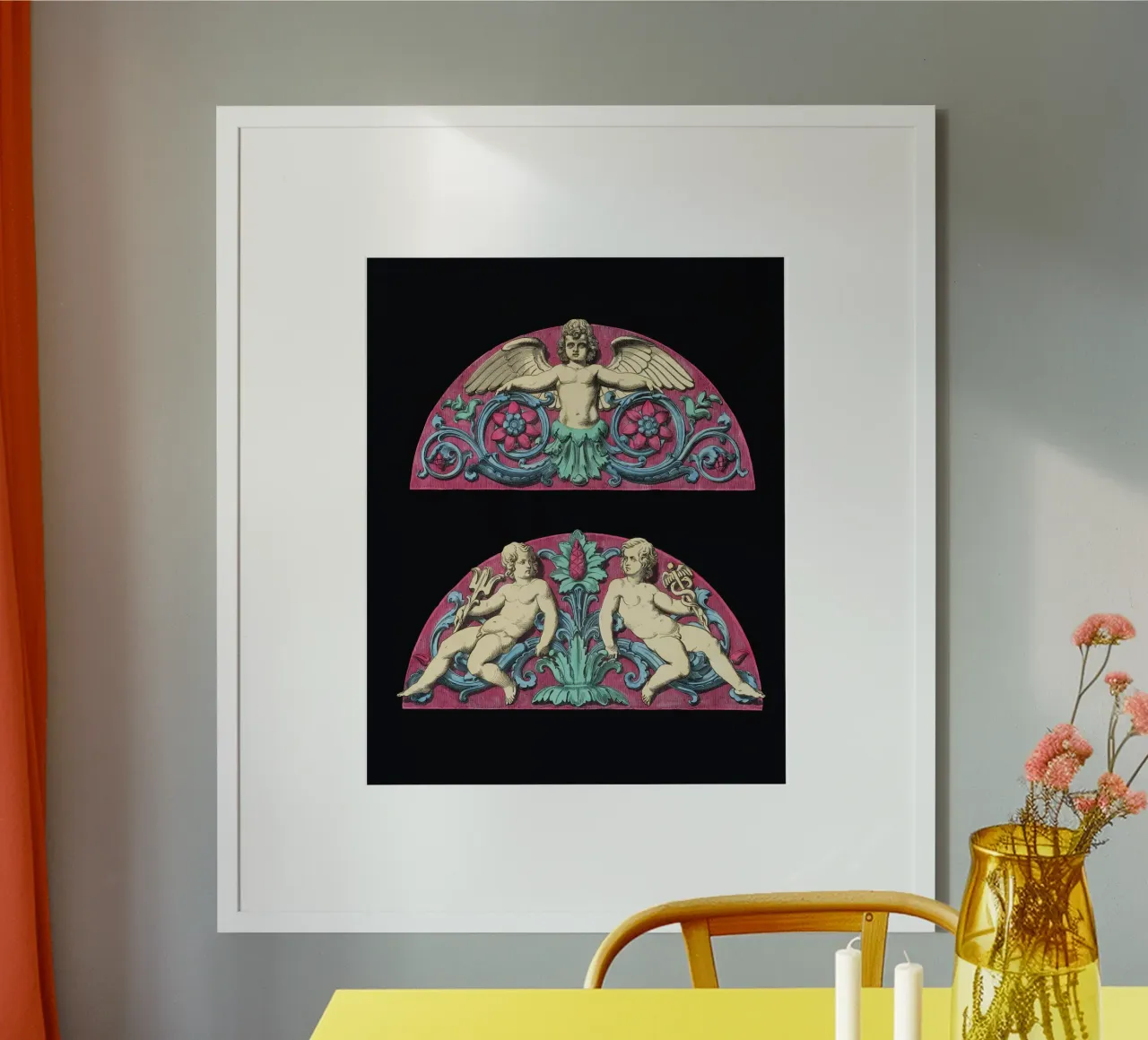 A lithograph of an architecture Poster mit Kunststoffrahmen von vintageshop