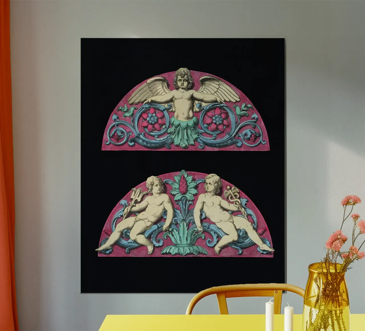 A lithograph of an architecture Poster mit Kunststoffrahmen von vintageshop
