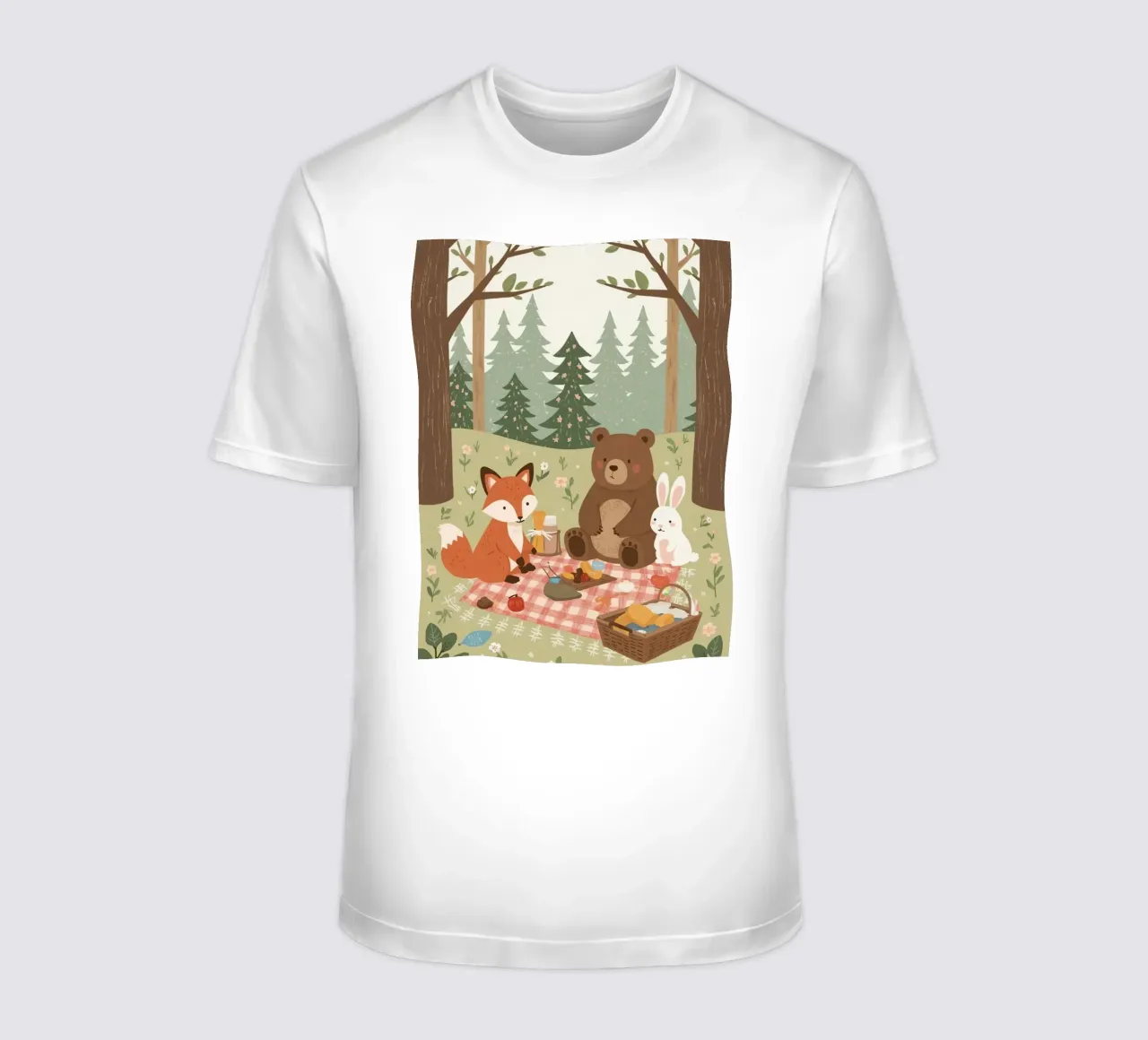 Volpe, orso e coniglio, simpatici e divertenti, fanno un picnic nella foresta t-shirt da DesignDoodle