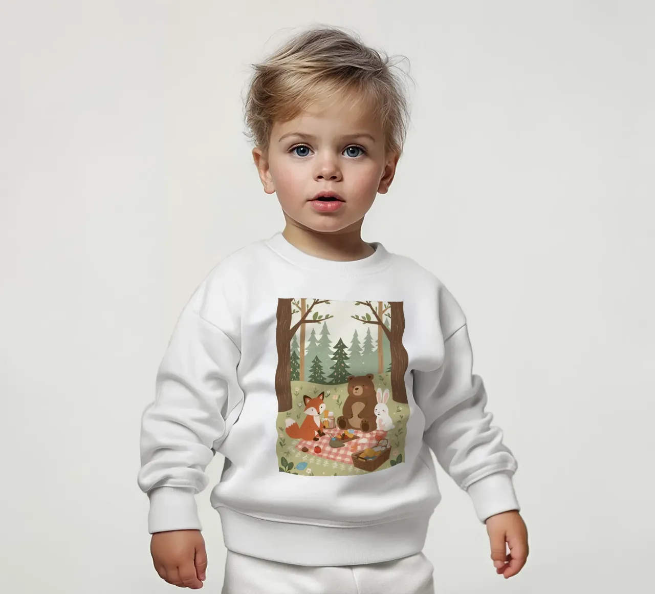 Volpe, orso e coniglio, simpatici e divertenti, fanno un picnic nella foresta felpa neonato da DesignDoodle