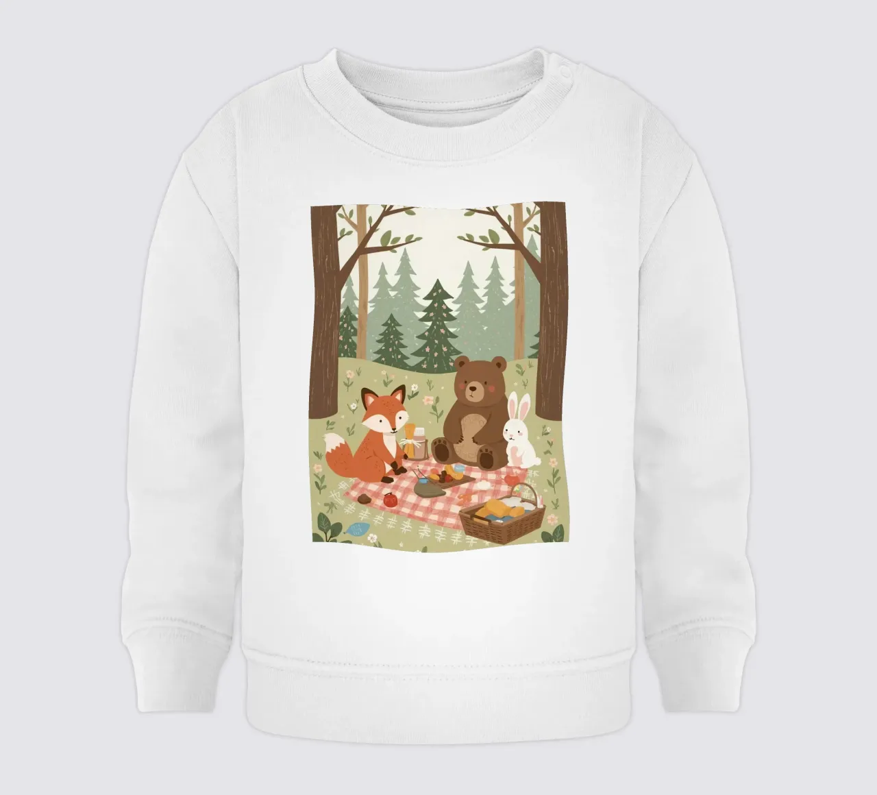 Volpe, orso e coniglio, simpatici e divertenti, fanno un picnic nella foresta felpa neonato da DesignDoodle