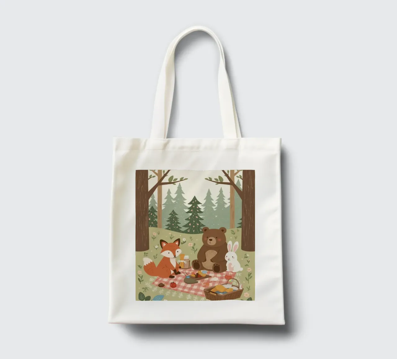 Volpe, orso e coniglio, simpatici e divertenti, fanno un picnic nella foresta borsa in juta da DesignDoodle