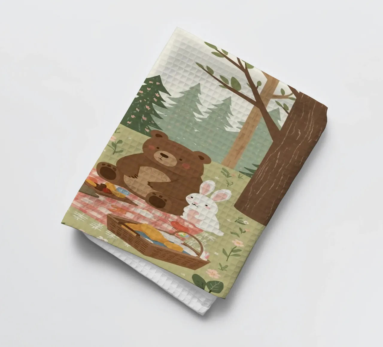 Volpe, orso e coniglio, simpatici e divertenti, fanno un picnic nella foresta canovaccio da cucina da DesignDoodle