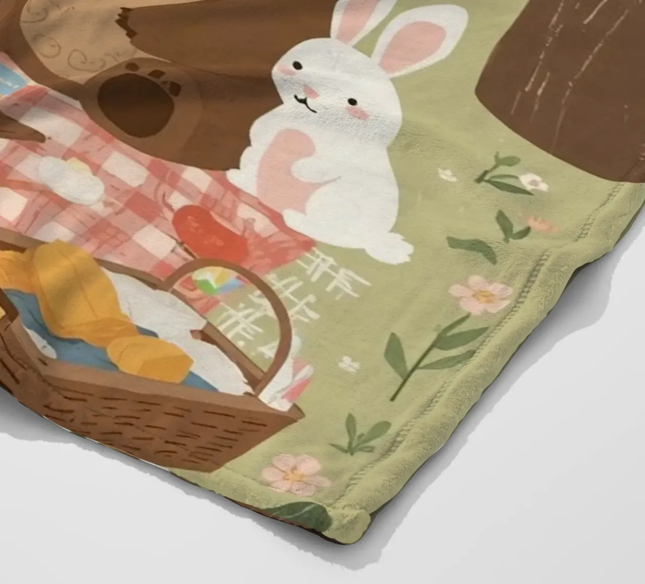 Volpe, orso e coniglio, simpatici e divertenti, fanno un picnic nella foresta coperta in pile da DesignDoodle