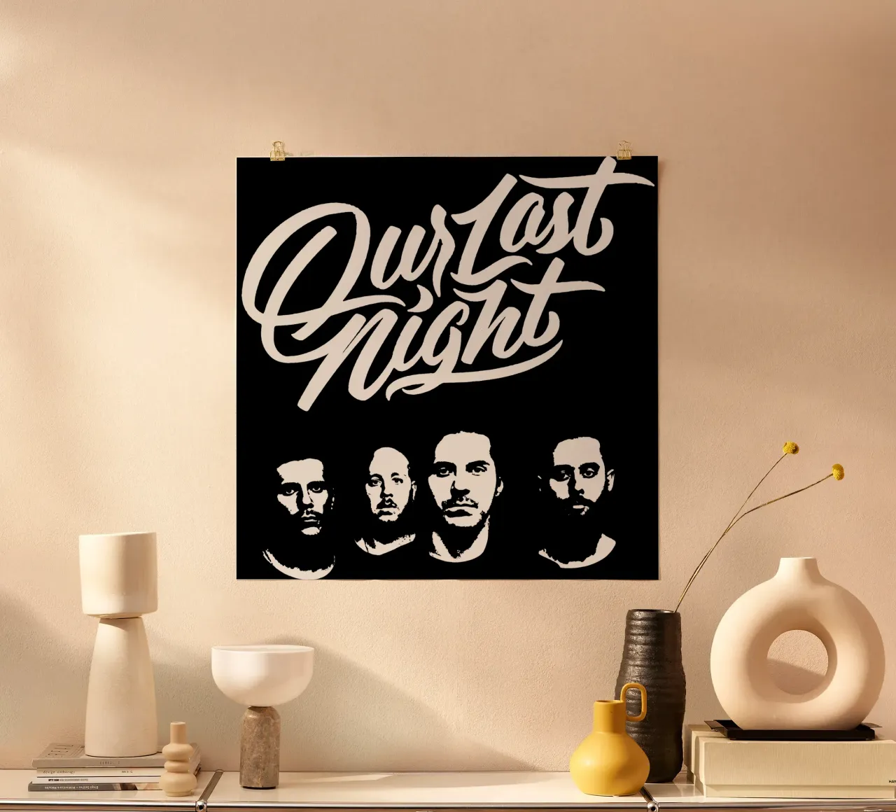 Maglietta classica essenziale Our Last Night Member poster con telaio in legno da bloodstreetmagazine