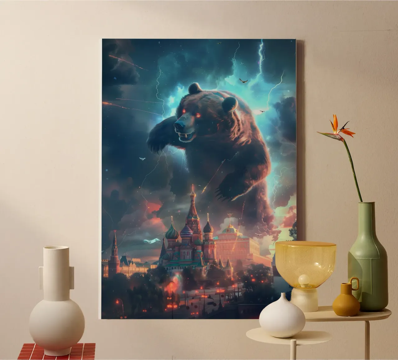 Orso Mosca arte mistica fantasy tela con Cornice a cassetta da WILD ART