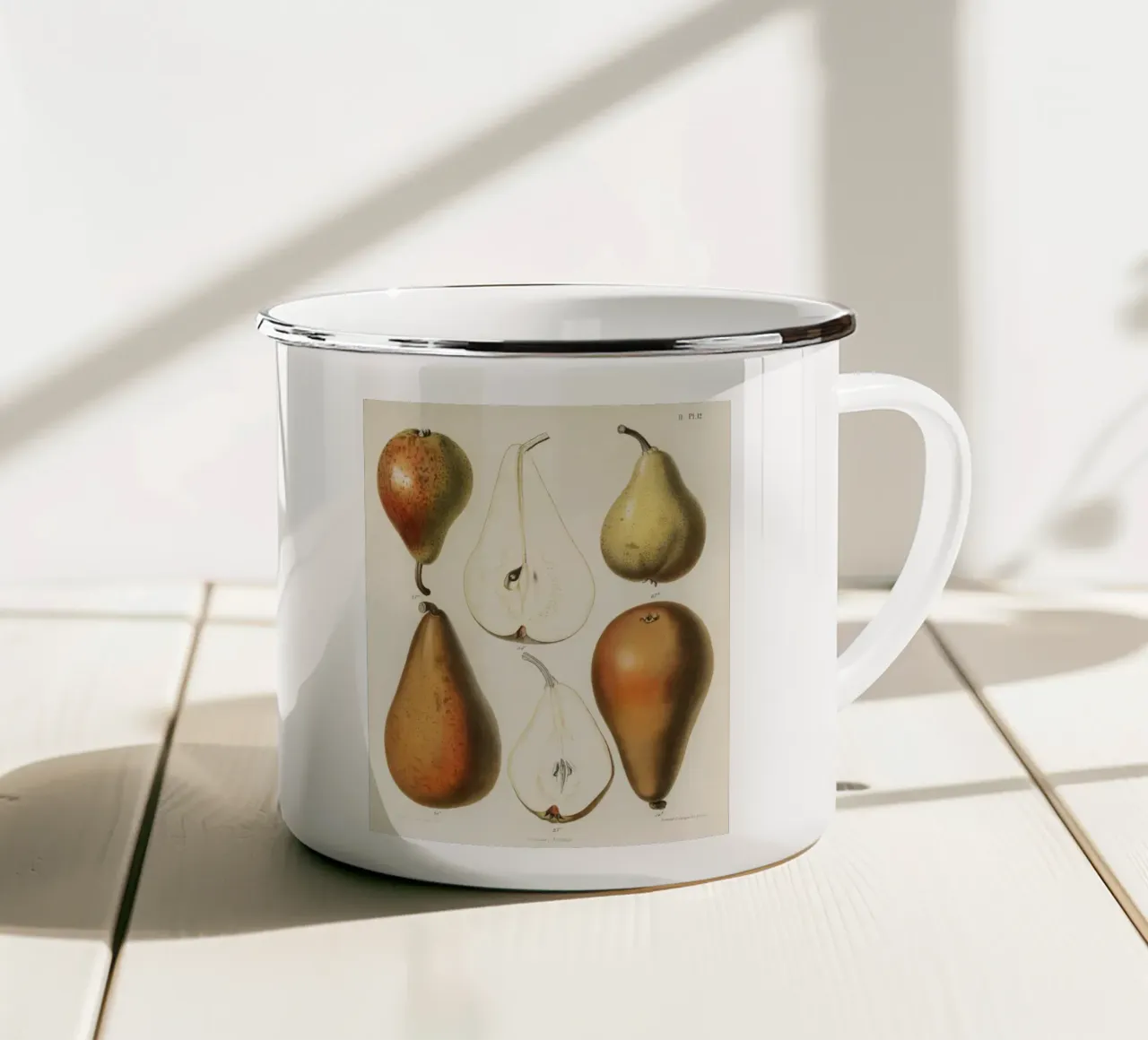 vintage  fresh pears printed tazza in smalto da vintageshop