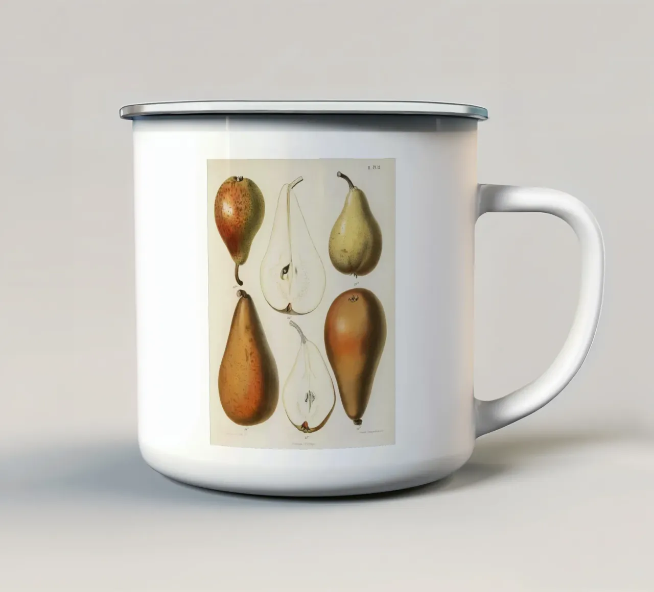 vintage  fresh pears printed tazza in smalto da vintageshop