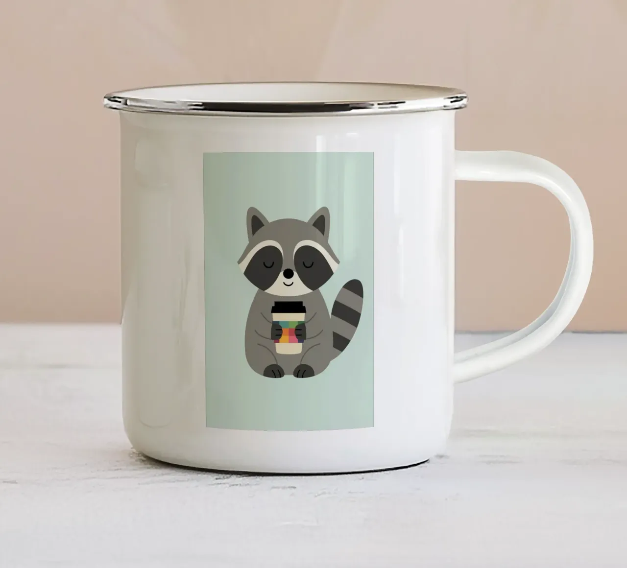 L'ora del caffè del procione tazza in smalto da Andy Westface