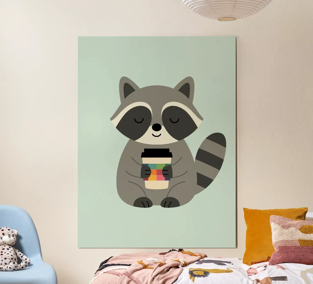 L'ora del caffè del procione poster con telaio in plastica da Andy Westface