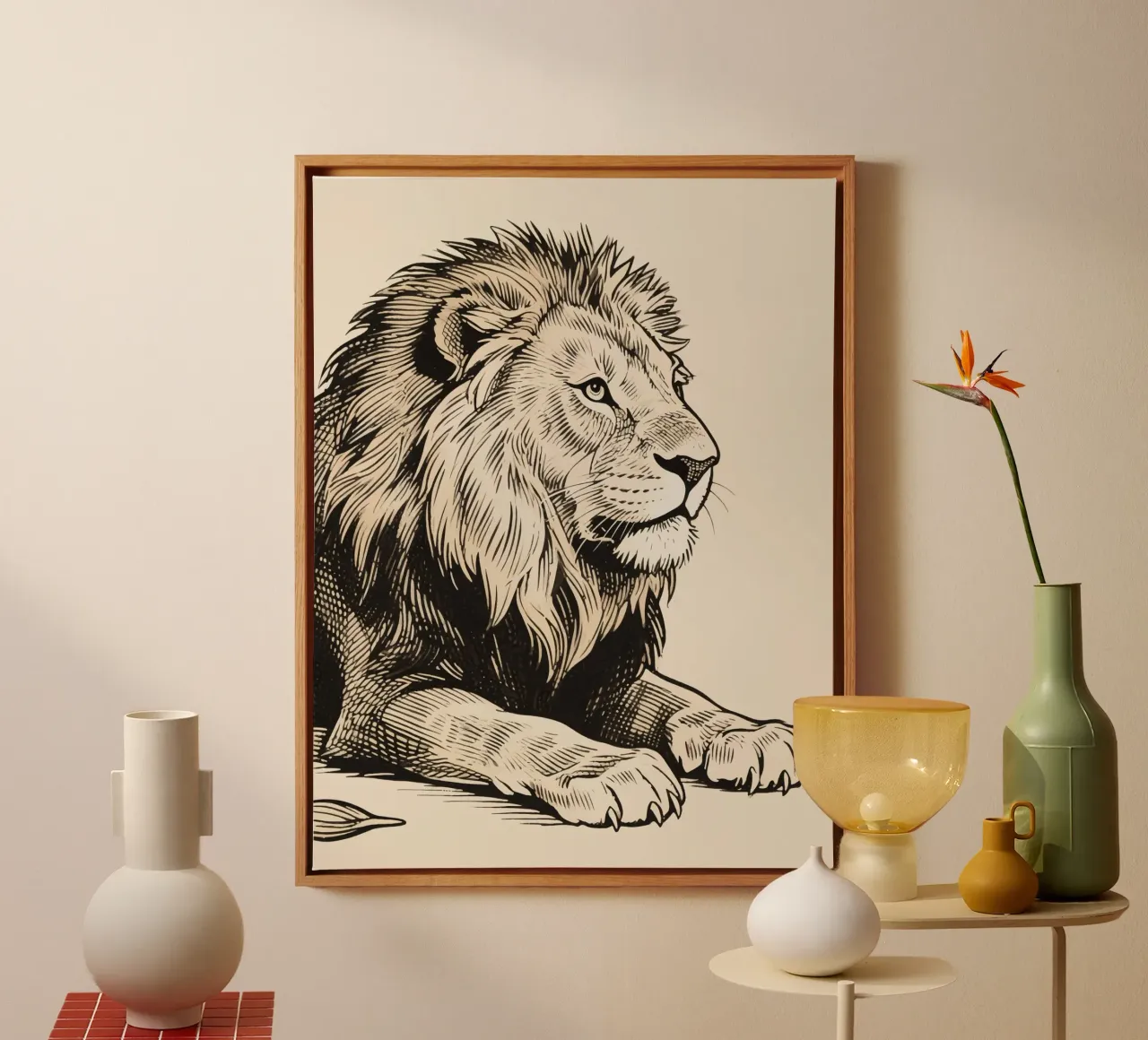 Lion tela con Cornice a cassetta da knowledge