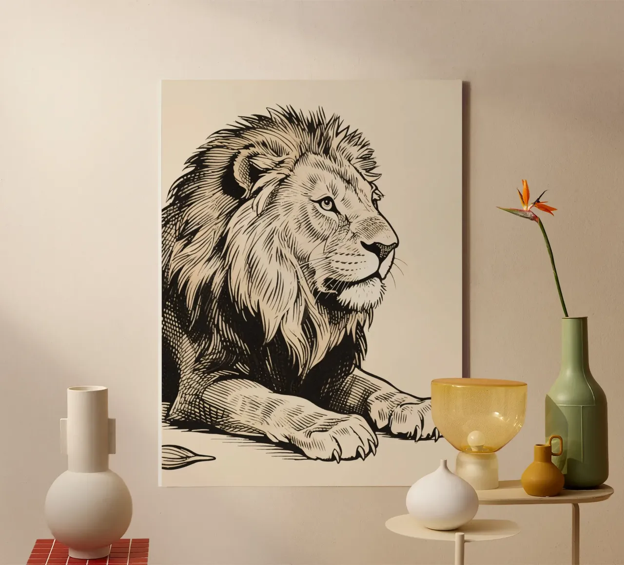 Lion tela con Cornice a cassetta da knowledge