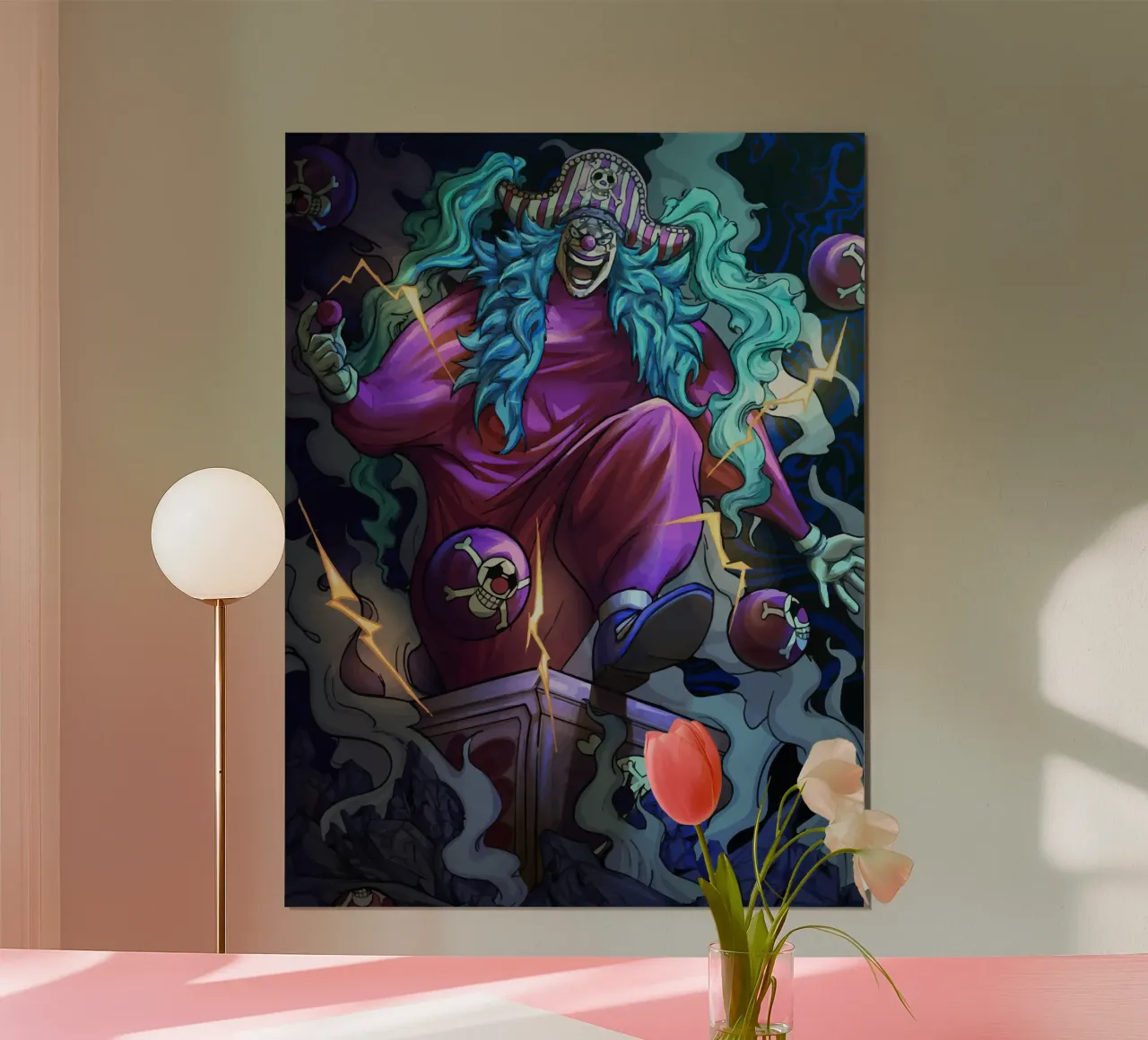 Buggy Yonkou One Piece poster con telaio in plastica da Dumery Art