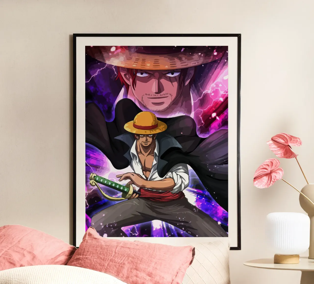 Akagami Shanks poster con telaio in legno da Dumery Art