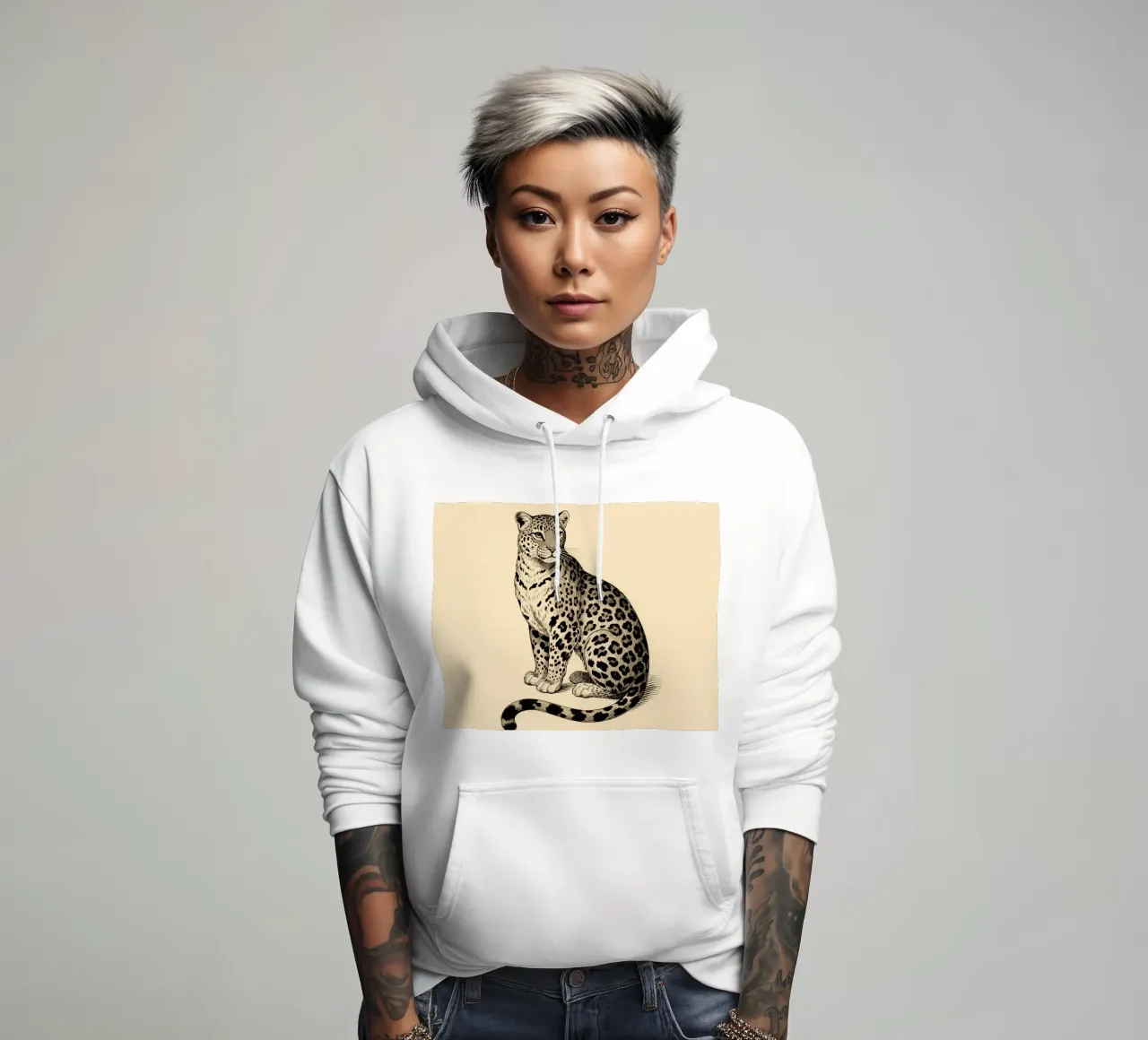 Leopardo felpa con cappuccio da knowledge