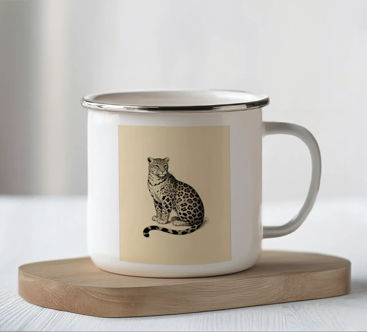 Leopardo tazza in smalto da knowledge