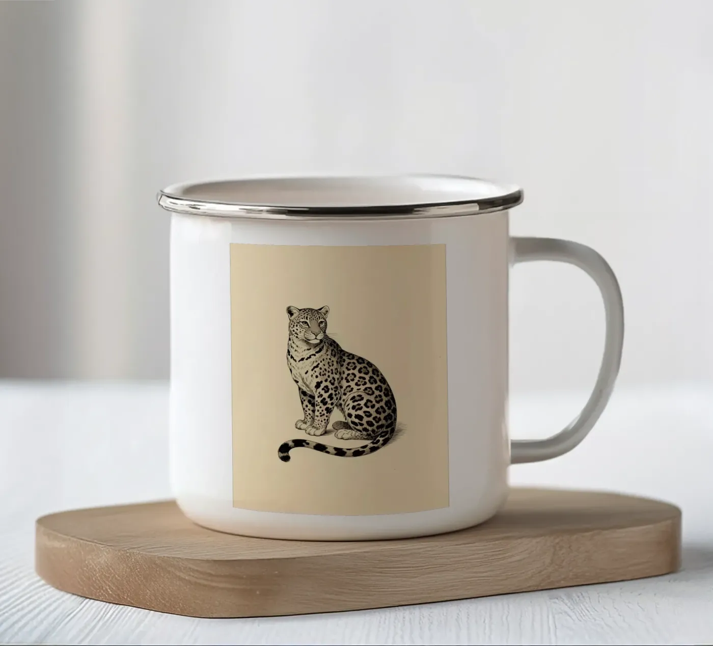 Leopard enamel mug by knowledge