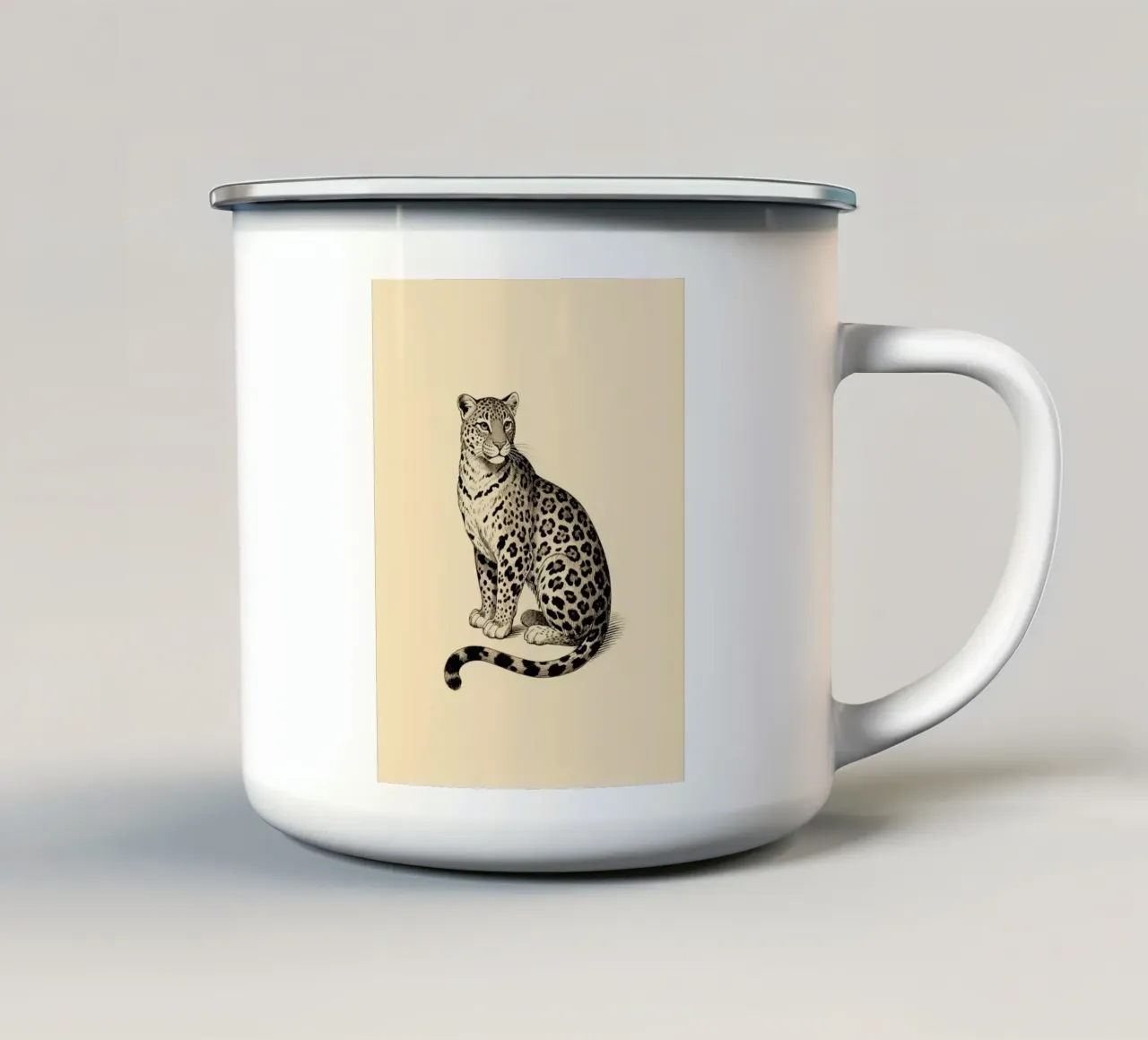 Leopardo tazza in smalto da knowledge