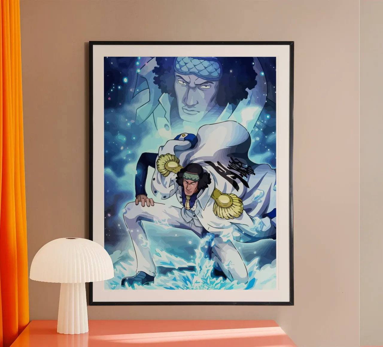 Kuzan Aokiji One Piece poster con telaio in legno da Dumery Art