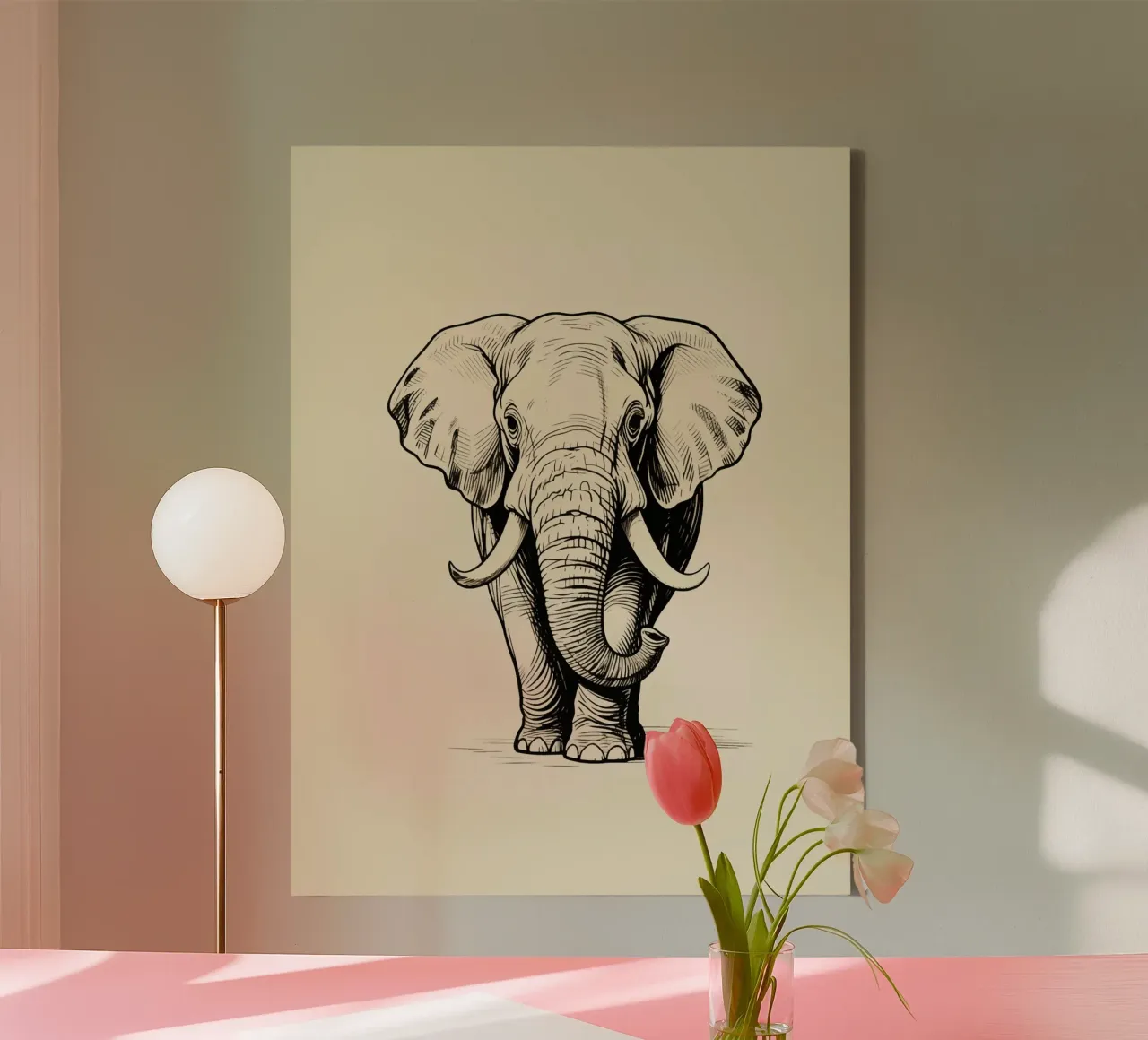 Elephant canvas with Floater frame by knowledge