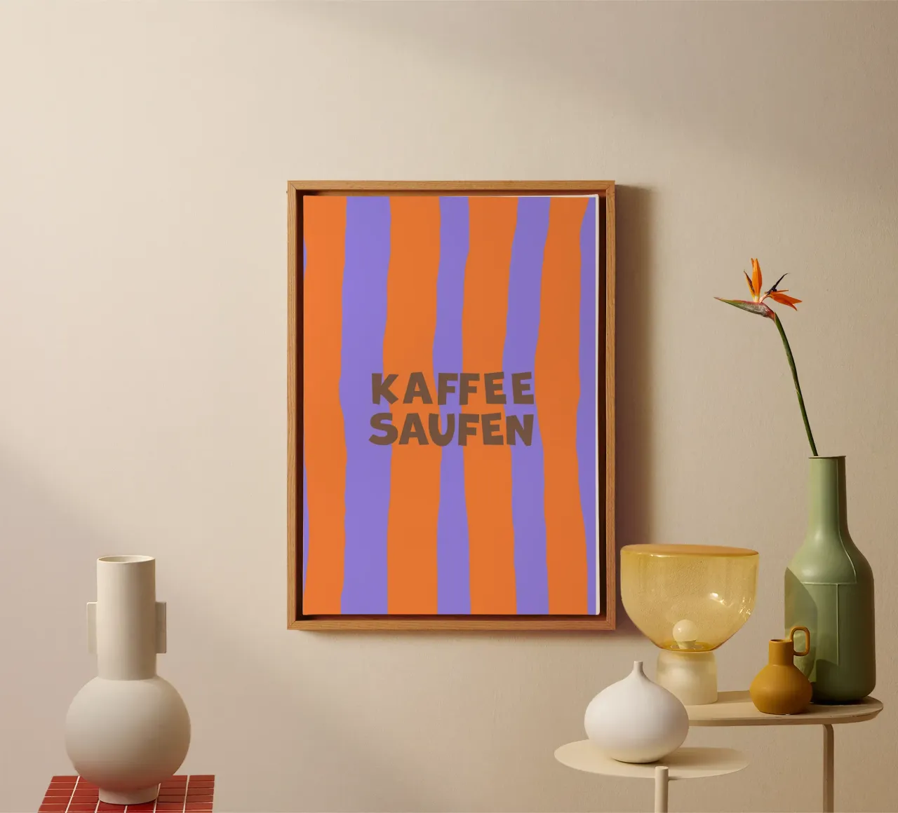 Kaffee saufen. (in fünf Varianten verfügbar) canvas with Floater frame by FRICKE DESIGN