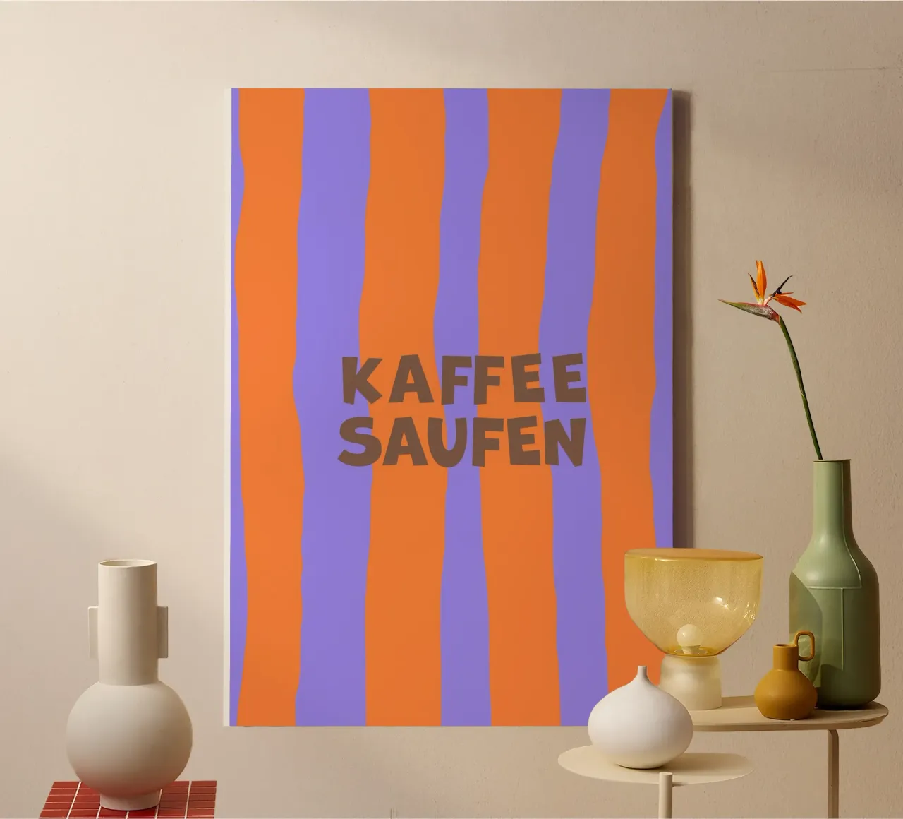 Kaffee saufen. (in fünf Varianten verfügbar) canvas with Floater frame by FRICKE DESIGN