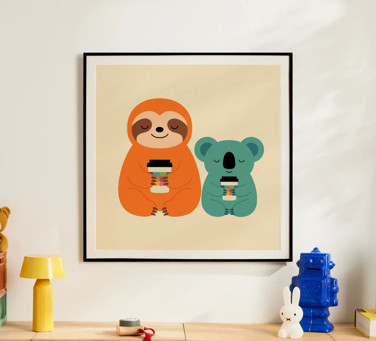 Amico del caffè poster con telaio in alluminio da Andy Westface