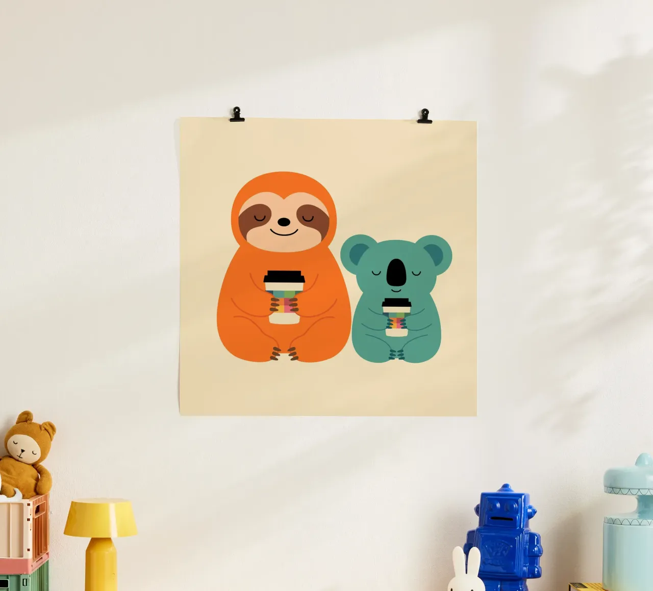 Amico del caffè poster con telaio in alluminio da Andy Westface